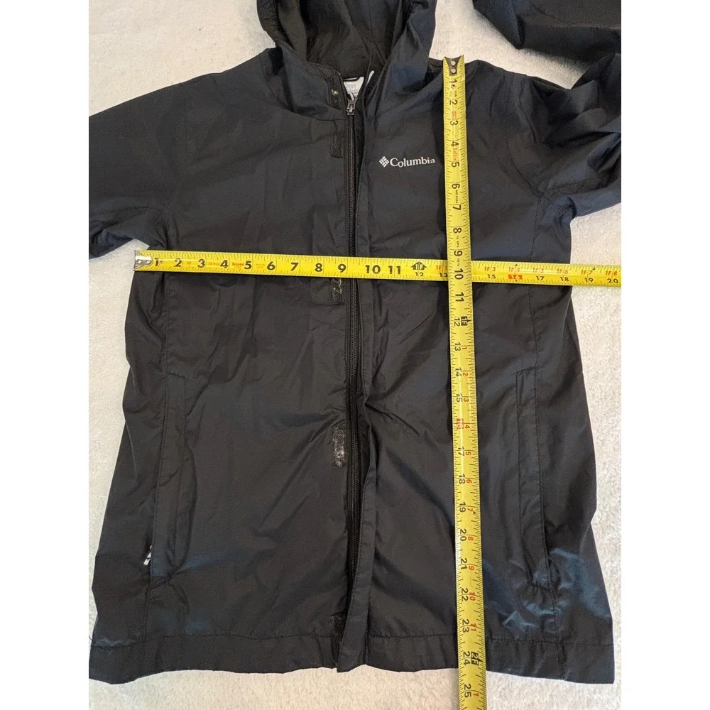 Columbia Boys Glennaker Rain Jacket Black‎ Windbreaker Hooded Coat Large 14/16